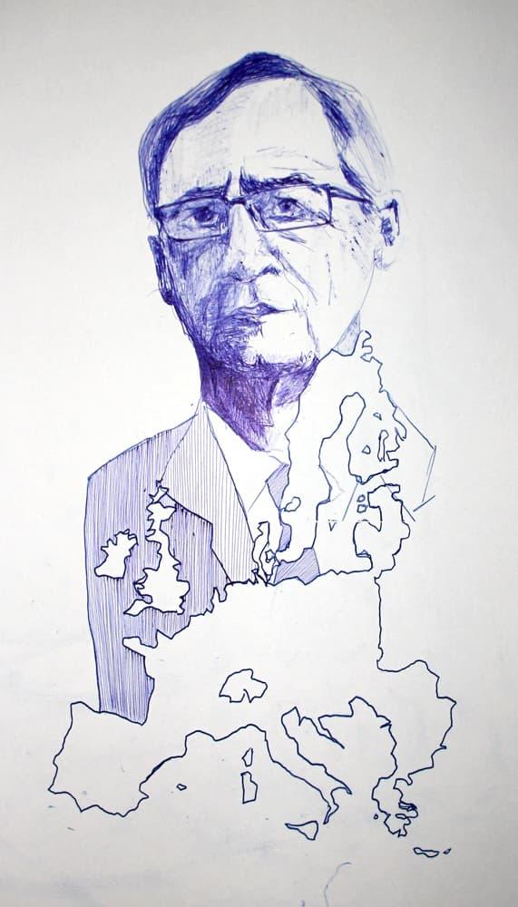 Portret Jean-Claude Juncker door Alex Deforce voor De Standaard Weekblad